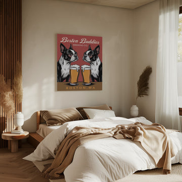 Boston Terrier Beer Buddies | Canvas - Room Interior 2