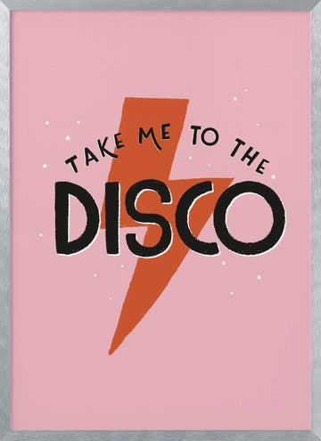 Retro Disco Quote | Poster - Silver Frame Interior