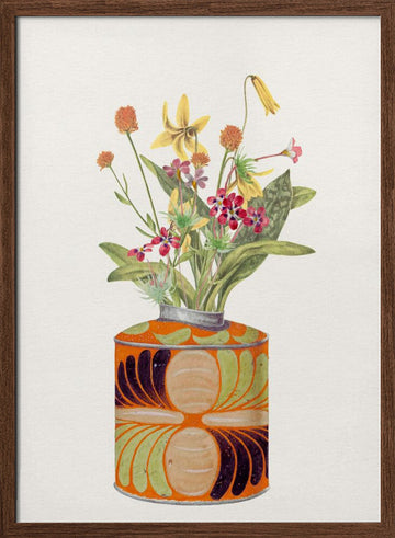 Charming Wildflower Bouquet | Poster - Walnut Frame Interior