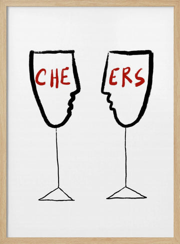Cheers Faces | Poster - Wood Frame Interior
