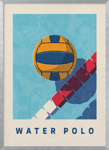Vibrant Water Polo Ball | Poster - Silver Frame Interior