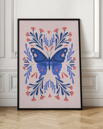 Symmetrical Floral Butterfly | Poster - Room Interior 1