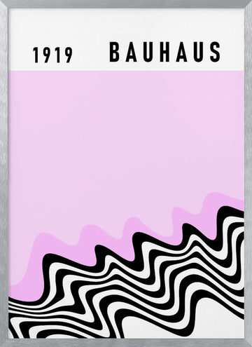 1919 Bauhaus Pink Waves | Poster - Silver Frame Interior