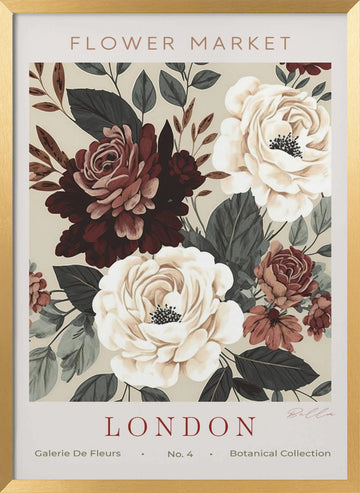 London Flower Market Roses | Poster - Gold Frame Interior