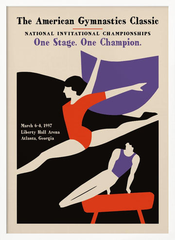 Retro Gymnastics Action | Poster - White Frame Interior