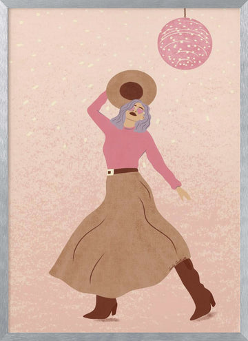 Disco Cowgirl 1 | Poster - Silver Frame Interior