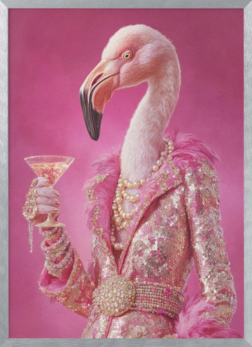 Glamorous Pink Flamingo | Poster - Silver Frame Interior