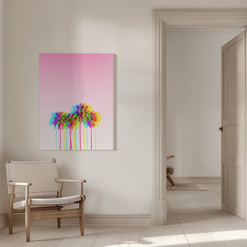 Vibrant Pink Palms | Canvas - Room Interior 1