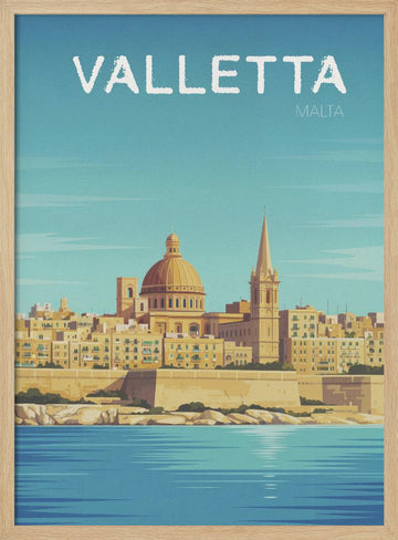 Valletta Grand Harbor View | Poster - Wood Frame Interior