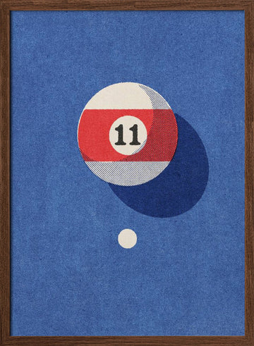 Eleven Striped Pool Ball | Poster - Walnut Frame Interior