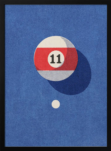 Eleven Striped Pool Ball | Poster - Black Metal Frame Interior