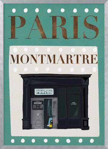 Paris Montmartre Photo Booth | Poster - Silver Frame Interior