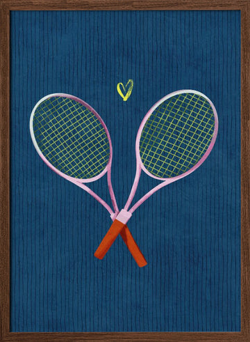 Tennis Love Match | Poster - Walnut Frame Interior