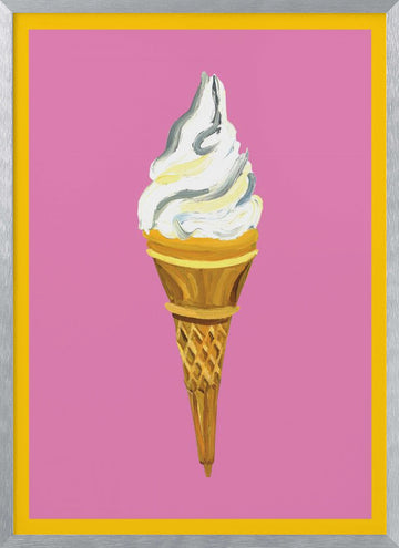 Pink Ice Cream Cone | Poster - Silver Frame Interior
