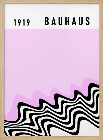 1919 Bauhaus Pink Waves | Poster - Wood Frame Interior