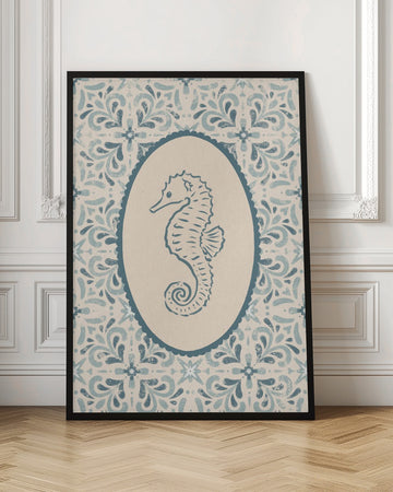 Coastal Seahorse Medallion | Poster - Room Interior 1