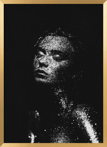 Glittering Woman Portrait | Poster - Gold Frame Interior