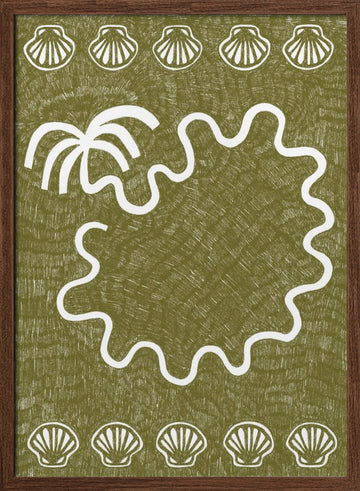Palm Island Seashells | Poster - Walnut Frame Interior