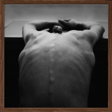 Snail on Human Back | Poster - Walnut Frame Interior