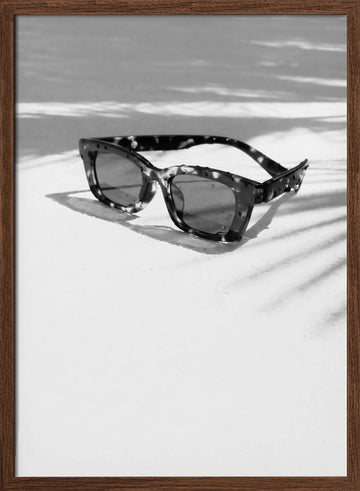 Stylish Summer Sunglasses | Poster - Walnut Frame Interior