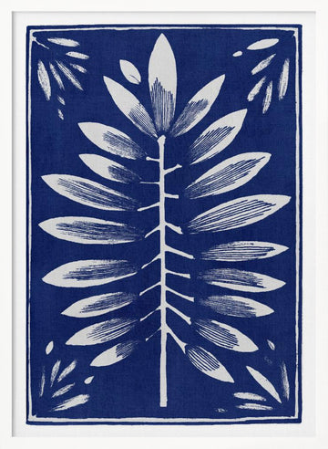 Stylized Blue Foliage | Poster - White Frame Interior