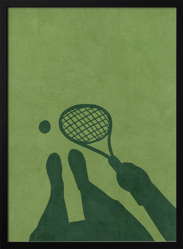 Minimalist Tennis Player | Poster - Black Metal Frame Interior