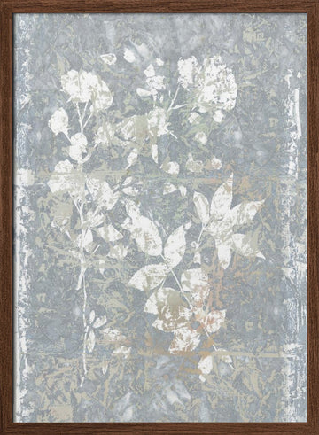 Abstract Grey Botanicals | Poster - Walnut Frame Interior