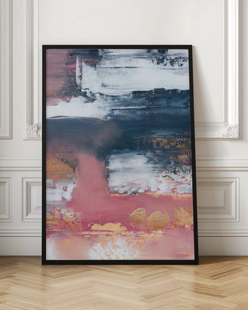 Gold Blush Abstract Layers | Poster - Room Interior 1
