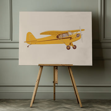 Yellow Vintage Airplane | Canvas - Room Interior 1