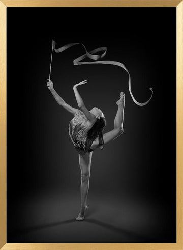 Elegant Ribbon Gymnast | Poster - Gold Frame Interior