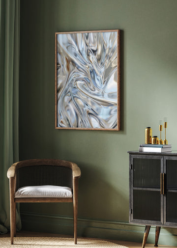 Liquid Silver Flow | Poster - Room Interior 2