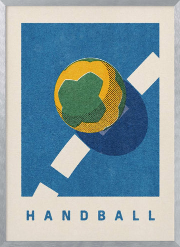 Retro Handball Action | Poster - Silver Frame Interior