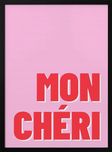 Mon Cheri Love Typography | Poster - Black Metal Frame Interior