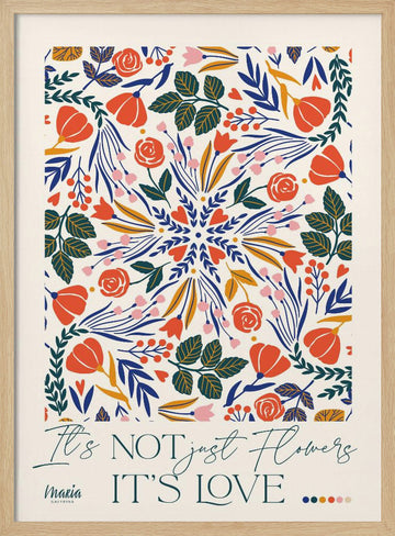 Vibrant Flower Mandala | Poster - Wood Frame Interior