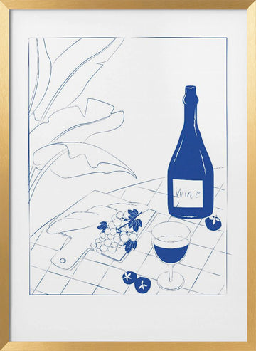 Winestilllife | Poster - Gold Frame Interior