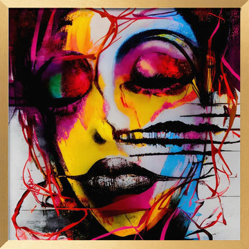 Vibrant Abstract Woman | Poster - Gold Frame Interior