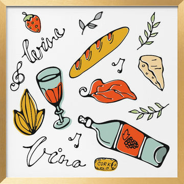 Delightful Wine and Bites | Poster - Gold Frame Interior