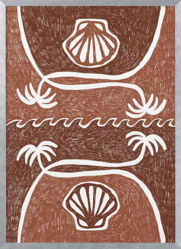 Tropical Beach Scallops | Poster - Silver Frame Interior