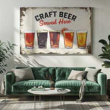 Craft Beer Served Here Bar Sign | Poster - Room Interior 1