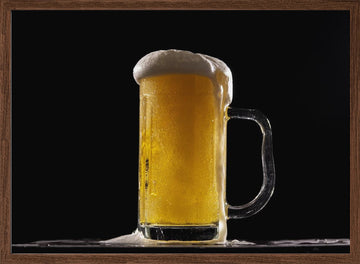 Overflowing Cold Beer | Poster - Walnut Frame Interior