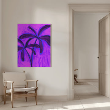Abstract Purple Palms | Canvas - Room Interior 1