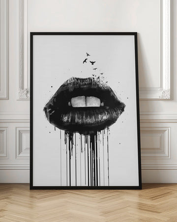 Dark Lips With Birds | Poster - Room Interior 1
