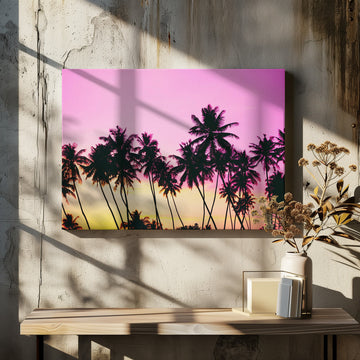 Pink Sky Palm Trees | Canvas - Room Interior 2