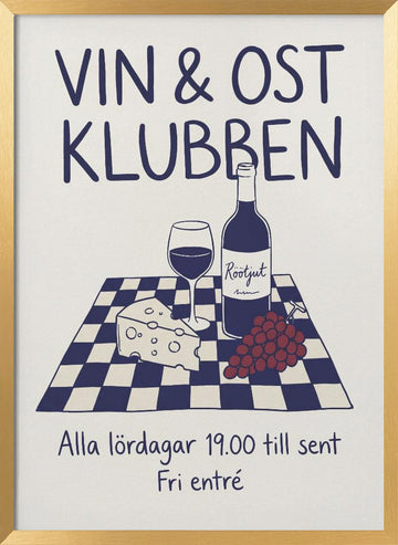 Cozy Wine Club | Poster - Gold Frame Interior