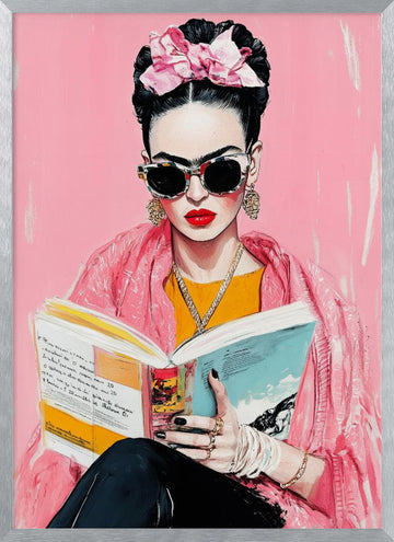 Fashionable Book Lover | Poster - Silver Frame Interior