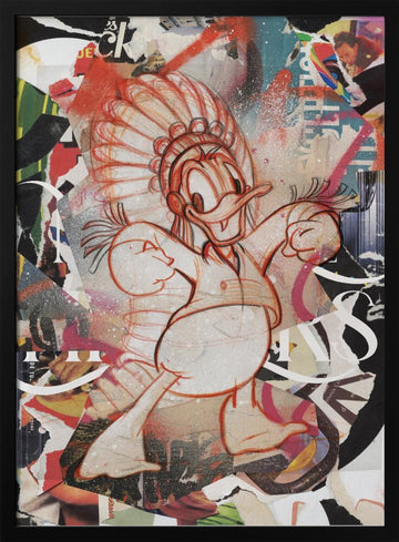 Energetic Duck Collage | Poster - Black Metal Frame Interior