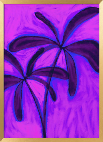 Abstract Purple Palms | Poster - Gold Frame Interior
