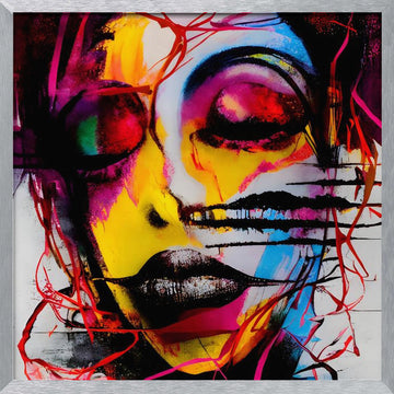 Vibrant Abstract Woman | Poster - Silver Frame Interior