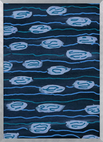 Blue Water Patterns | Poster - Silver Frame Interior