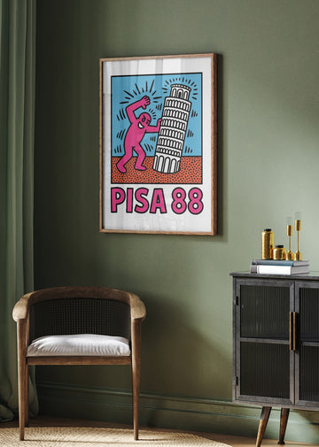 Playful Pisa Tower Push | Poster - Room Interior 2
